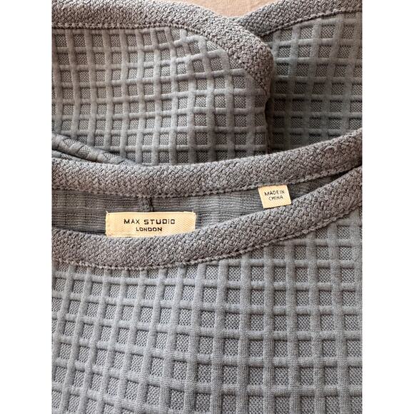 New MAX STUDIO Blue Ruched Elbow Sleeve Waffle Knit Pullover T-Shirt Size L - Picture 7 of 7